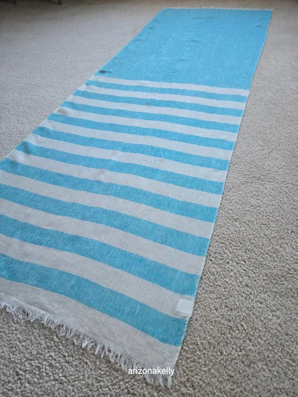 NWOT Linen Scarf Italy Bottega Positano Blue & White Stripe